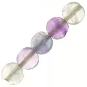 Perles plates facettées - palets 4 mm en pierre gemme - Fluorite x10