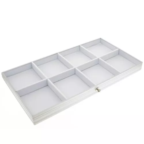 Plateau de 8 compartiments pour valise de transport bijoux - Blanc x1