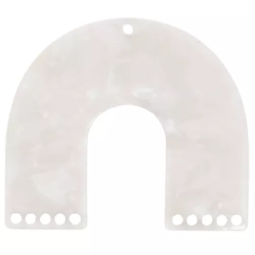 Pendentif forme U multi trous en acétate 35x40.5 mm - Blanc nacré x1