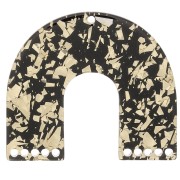 Pendentif forme U en acétate multi trous 35x40.5 mm - Pailleté - Doré - Noir x1|raw }}