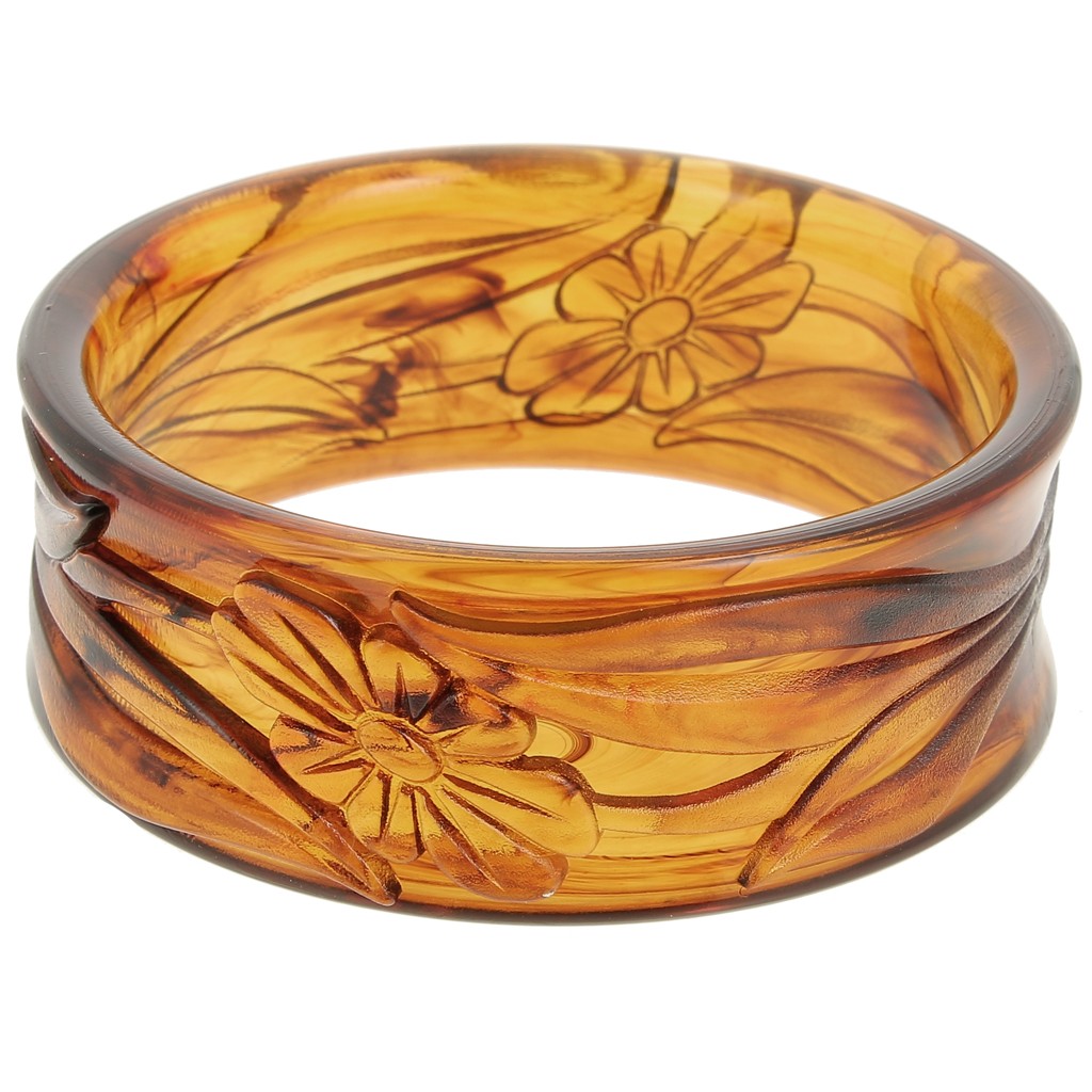 Bracelet Jonc En Résine Jaune Ambre – Référence J249 – Occasion Bon état
