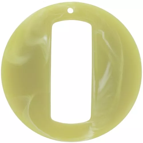 Pendentif rond évidé en résine effet mat 39 mm - Marbré vert clair x1