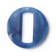 Pendentif rond évidé en résine effet mat 39 mm - Marbré bleu foncé x1