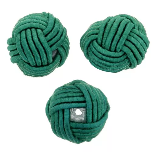 Perle 12 mm recouverte de fil nylon - Vert x1