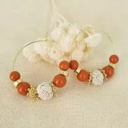 Perle 12 mm recouverte de fil nylon - Vert x1