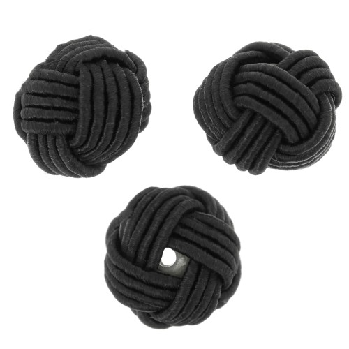 Perle 12 mm recouverte de fil nylon - Noir x1