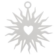 Pendentif soleil évidé 16 mm - motif coeur - exclu Perles&Co - Placage Argent fin|raw }}