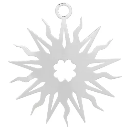 Pendentif soleil évidé 16 mm - motif trèfle - exclu Perles&Co - Placage Argent fin