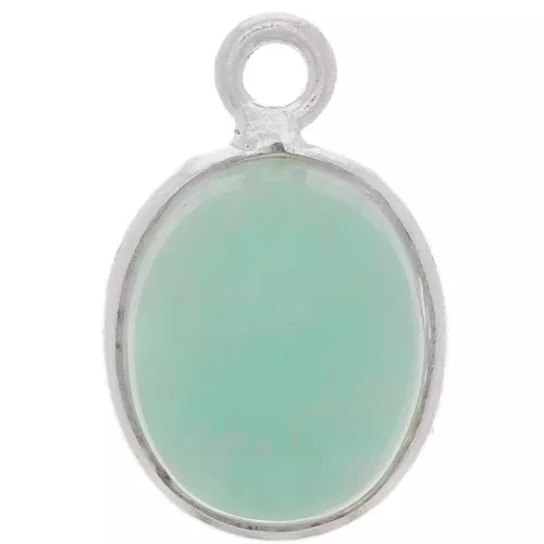 Breloque ovale pierre gemme 14x9 mm - Argent 925 - Amazonite x1