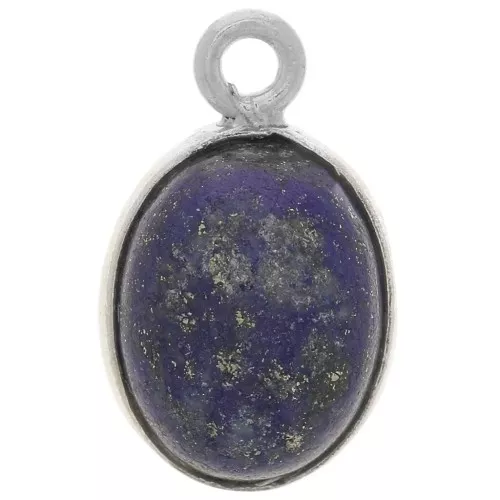 Breloque ovale pierre gemme 14x9 mm - Argent 925 - Lapis lazuli x1