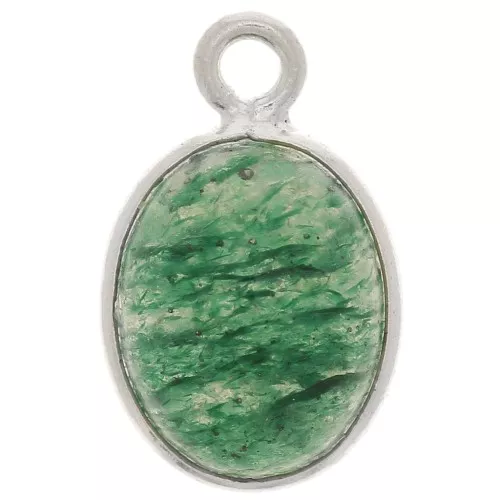 Breloque ovale pierre gemme 14x9 mm - Argent 925 - Aventurine x1