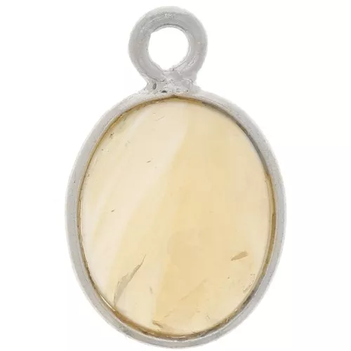 Breloque ovale pierre gemme teintée 14x9 mm - Argent 925 - Citrine x1