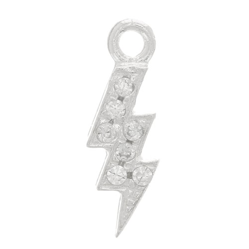Mini breloque éclair avec oxydes de Zirconium 11x4 mm - Argent 925 - Crystal x1