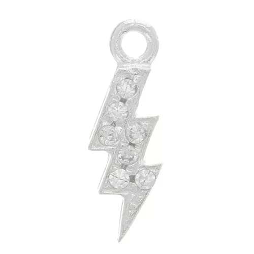 Mini breloque éclair avec oxydes de Zirconium 11x4 mm - Argent 925 - Crystal x1