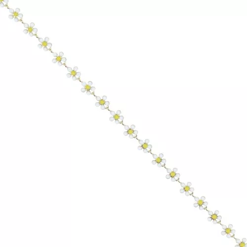 Chaîne motif fleur marguerite résine époxy 5.8 mm Doré - Blanc - Jaune x50cm