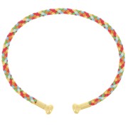 Bracelet jonc cordon torsadé avec embout dévissable Multicolore - Doré à l'or fin|raw }}