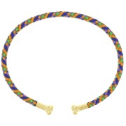 Bracelet jonc cordon torsadé avec embout dévissable Multi foncé - Doré à l'or fin