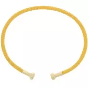Bracelet jonc cordon torsadé avec embout dévissable - Jaune - Doré à l'or fin