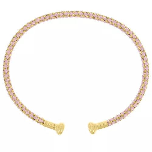 Bracelet jonc cordon torsadé avec embout dévissable Rose - Doré - Doré à l'or fin
