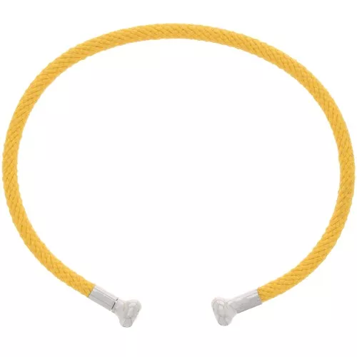 Bracelet jonc cordon torsadé avec embout dévissable - Jaune - Rhodié