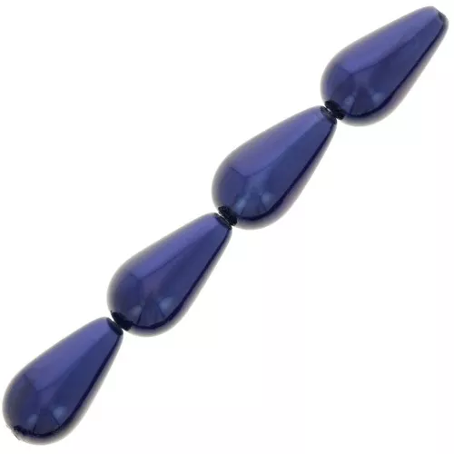 Perles nacrées Preciosa - Pearshape Pearl 15x8 mm - Dark Blue x5
