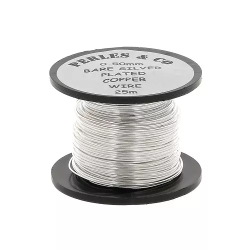Fil de cuivre 0.50 mm Argenté x 25 m