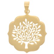 Pendentif arbre de vie ajouré 29.5x26 mm - Doré à l'or fin x1|raw }}