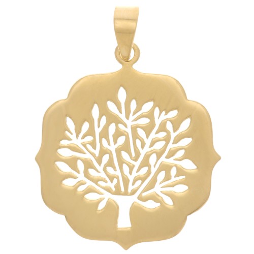 Pendentif arbre de vie ajouré 29.5x26 mm - Doré à l'or fin x1