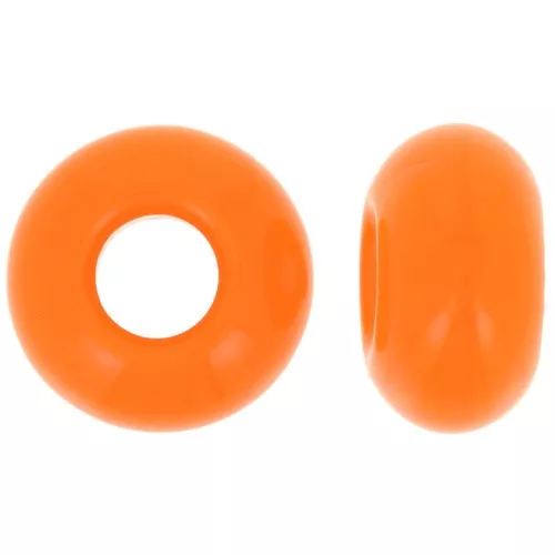 Perles gros trous - Donuts 14 mm - Opaque Orange x10