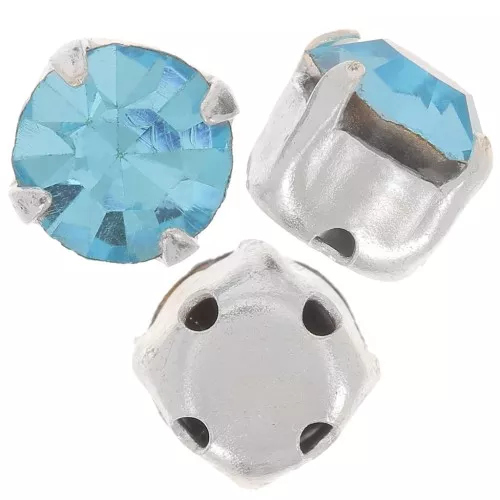 Chatons montés 6 mm Aquamarine x5