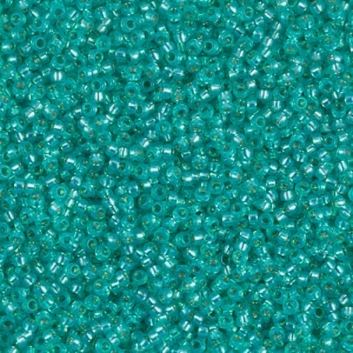 Rocaille Miyuki 15/0 0572 - Dyed Aqua Green Silverlined Alabaster x8g