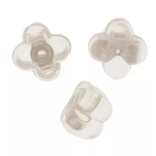 Poussoirs en silicone et Argent 925 5 mm - forme trèfle - pour clous d'oreilles x6