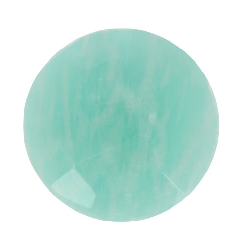 Cabochon rond facetté 10 mm en pierre gemme - Amazonite x1