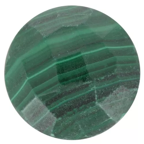 Cabochon rond facetté 10 mm en pierre gemme - Malachite x1
