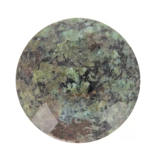 Cabochon rond facetté 10 mm en pierre gemme - Turquoise Africaine - Jaspe x1