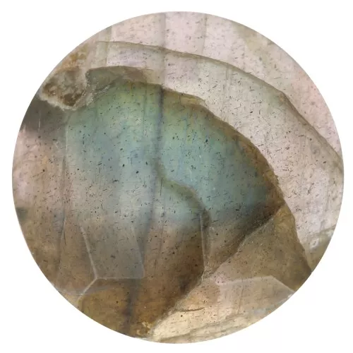 Cabochon rond facetté 12 mm en pierre gemme - Labradorite x1