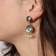 Cabochon rond facetté 12 mm en pierre gemme - Labradorite x1