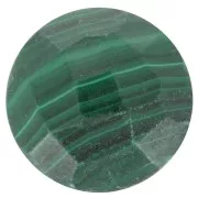 Cabochon rond facetté 12 mm en pierre gemme - Malachite x1