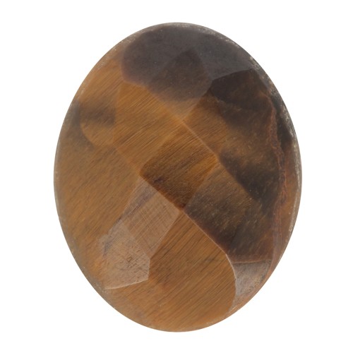 Cabochon ovale facetté 10x8 mm en pierre gemme - Oeil de tigre x1