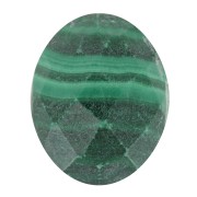 Cabochon ovale facetté 10x8 mm en pierre gemme - Malachite x1