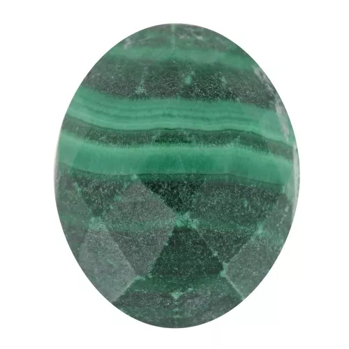 Cabochon ovale facetté 10x8 mm en pierre gemme - Malachite x1