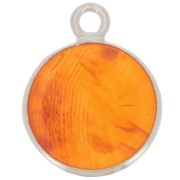 Breloque ronde 11 mm - pierre gemme - Argent 925 - Cornaline x1|raw }}