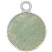 Breloque ronde 11 mm - pierre gemme - Argent 925 - Amazonite x1|raw }}
