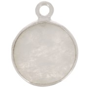 Breloque ronde 11 mm - pierre gemme - Argent 925 - Pierre de lune x1|raw }}