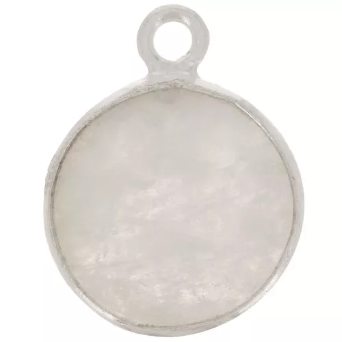 Breloque ronde 11 mm - pierre gemme - Argent 925 - Pierre de lune x1