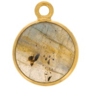 Breloque ronde 11 mm - pierre gemme - Argent 925 Doré à l'or fin - Labradorite x1|raw }}