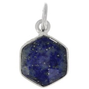 Pendentif hexagone facetté 15x11 mm - pierre gemme - Argent 925 - Lapis lazuli x1