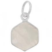 Pendentif hexagone facetté 15x11 mm - pierre gemme - Argent 925 - Pierre de lune|raw }}