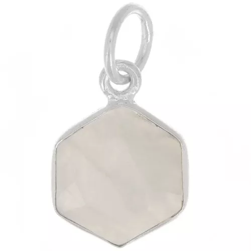 Pendentif hexagone facetté 15x11 mm - pierre gemme - Argent 925 - Pierre de lune
