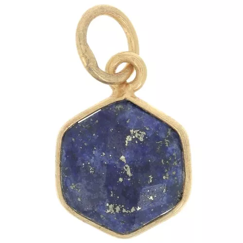 Pendentif hexagone facetté 15x11 mm - Argent 925 Doré à l'or fin - Lapis lazuli x1